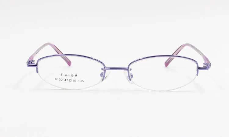 Women's Alloy Frame Semi Rim Eyeglasses 8102