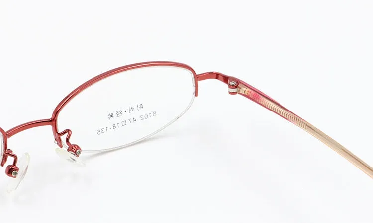 Women's Alloy Frame Semi Rim Eyeglasses 8102