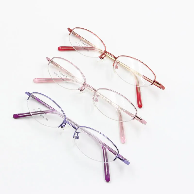 Women's Alloy Frame Semi Rim Eyeglasses 8102