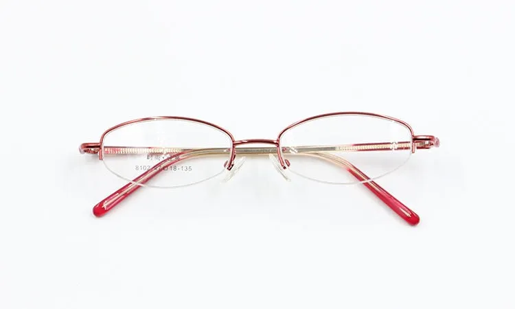 Women's Alloy Frame Semi Rim Eyeglasses 8102