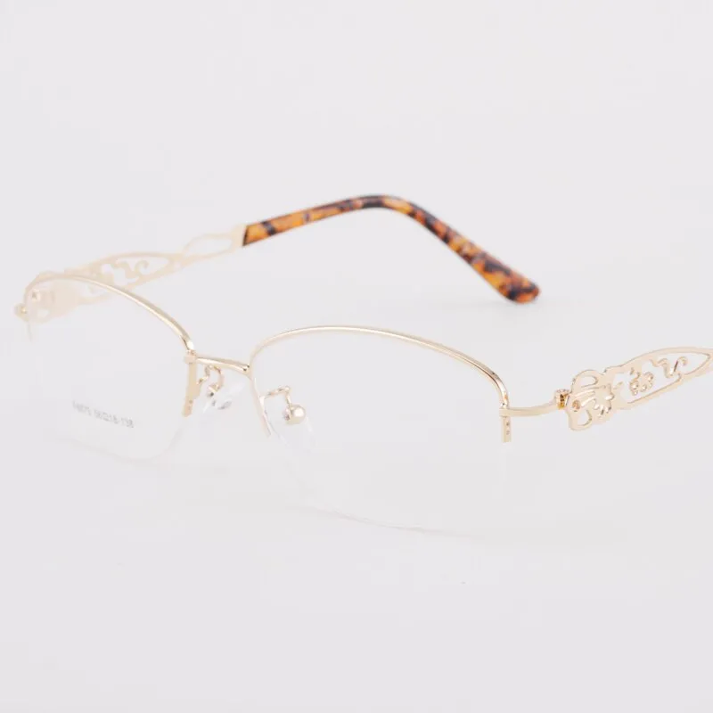 Women's Half Rim Hollow Alloy Frame Eyeglasses 6075