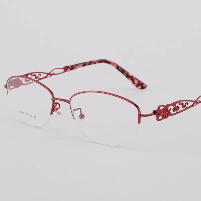 Women's Half Rim Hollow Alloy Frame Eyeglasses 6075