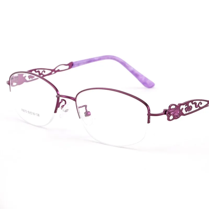 Women's Half Rim Hollow Alloy Frame Eyeglasses 6075