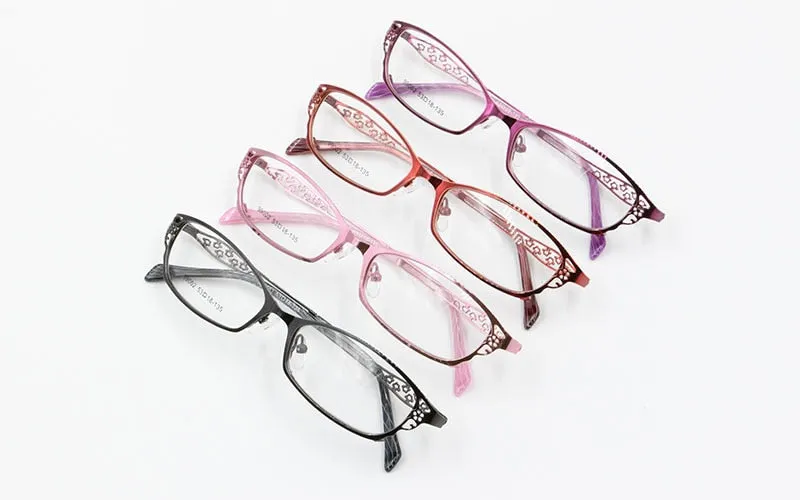 Women's Square Full Rim Hollow Alloy Frame Eyeglasses 99002