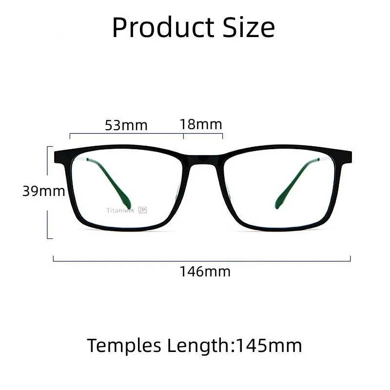 Yimaruili Men's Full Rim Square Acetate Titanium Eyeglasses 2502Ti