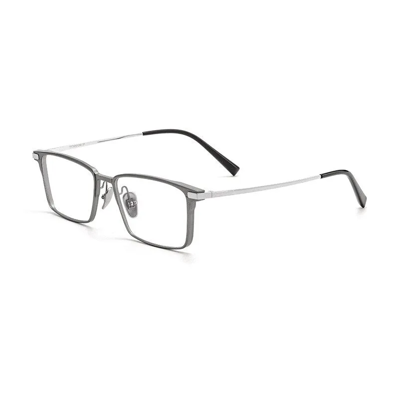 Yimaruili Men's Full Rim Square Aluminum Magnesium Titanium Eyeglasses L8925m