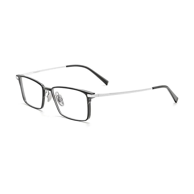 Yimaruili Men's Full Rim Square Aluminum Magnesium Titanium Eyeglasses L8925m