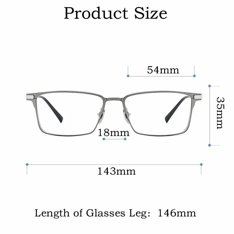 Yimaruili Men's Full Rim Square Aluminum Magnesium Titanium Eyeglasses L8925m