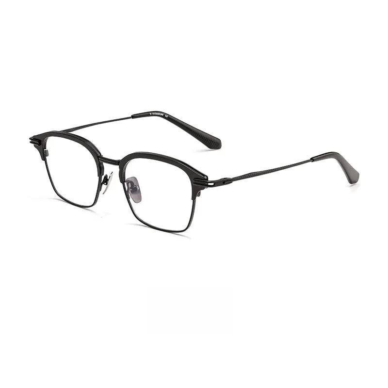 Yimaruili Men's Full Rim Square Titanium Eyeglasses Dtx142s