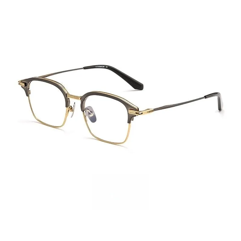 Yimaruili Men's Full Rim Square Titanium Eyeglasses Dtx142s