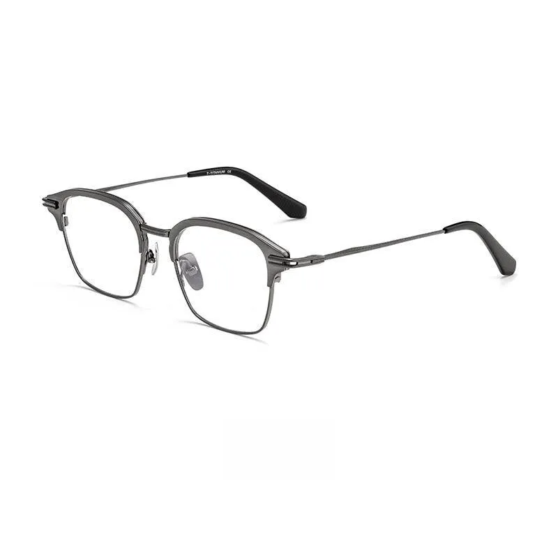 Yimaruili Men's Full Rim Square Titanium Eyeglasses Dtx142s