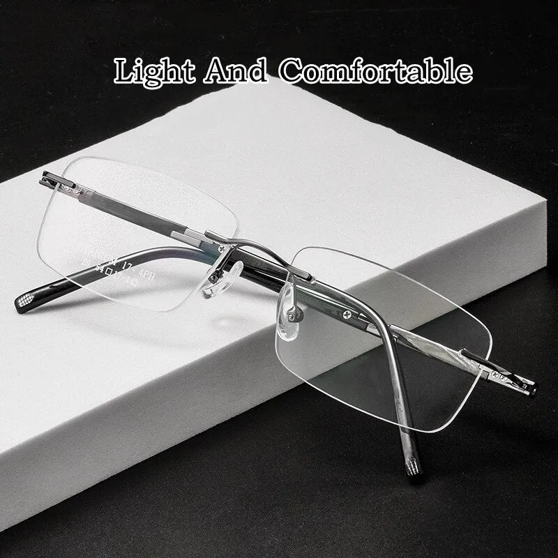 Yimaruili Men's Rimless Square Titanium Eyeglasses Z9WK