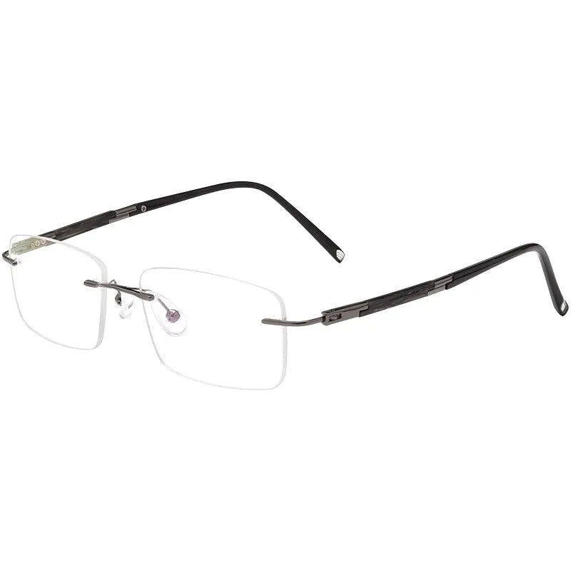 Yimaruili Men's Rimless Square Titanium Eyeglasses Z9WK