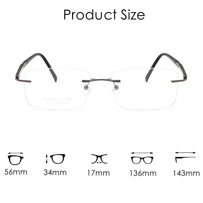 Yimaruili Men's Rimless Square Titanium Eyeglasses Z9WK