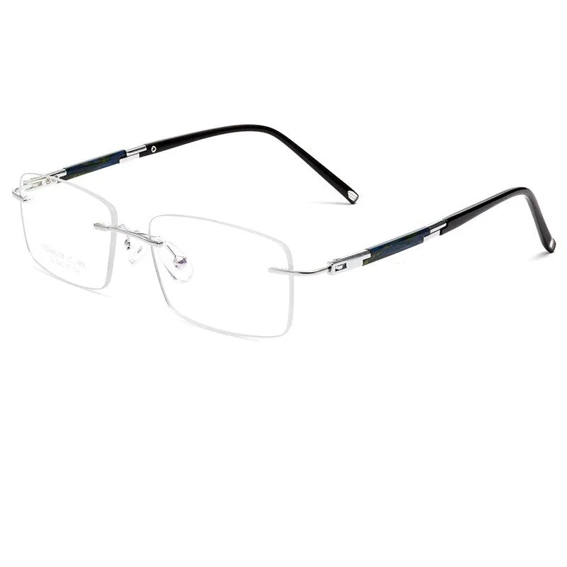 Yimaruili Men's Rimless Square Titanium Eyeglasses Z9WK