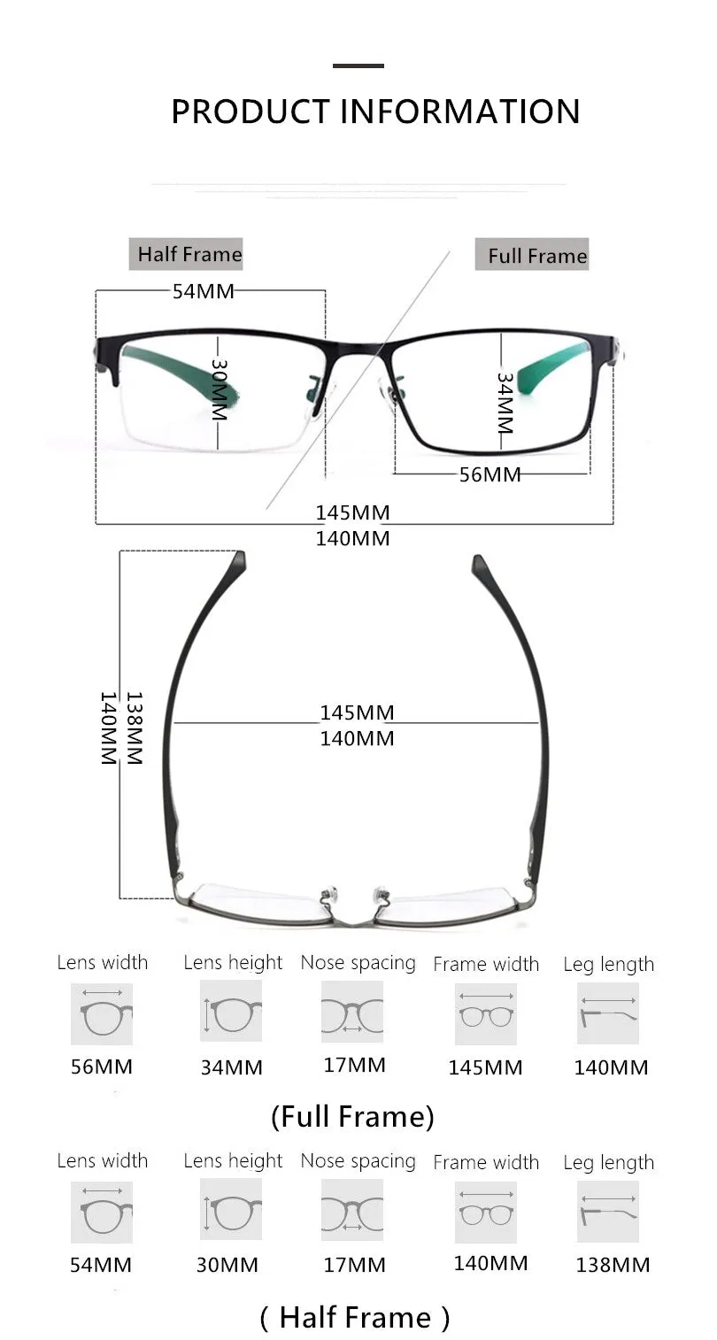 Yimaruili Men's Semi Or Full Rim Alloy Frame Eyeglasses 66071/66085