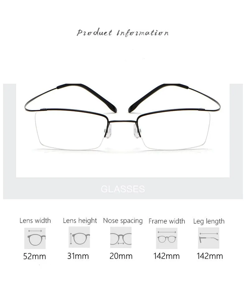 Yimaruili Men's Semi Rim Hinge Free β Titanium Frame Eyeglasses 30004