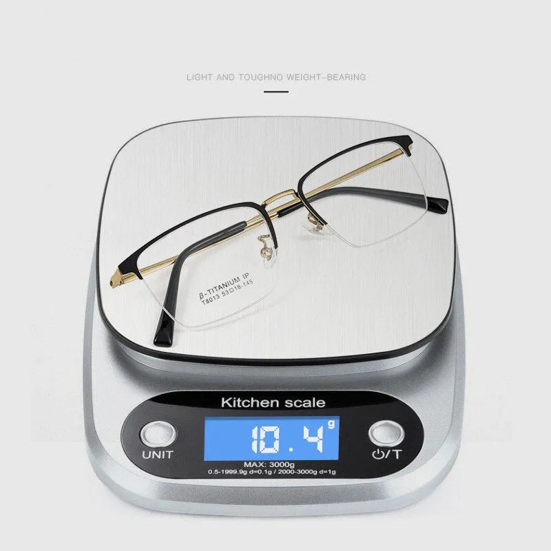 Yimaruili Men's Semi Rim Square Titanium Eyeglasses T8013b