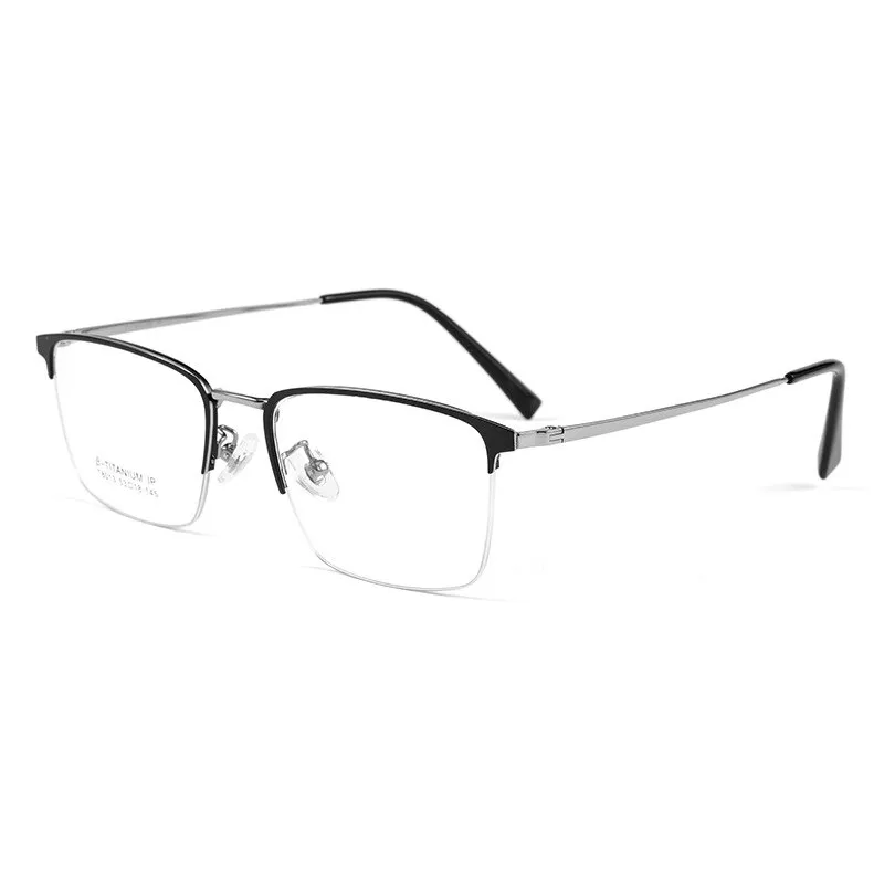 Yimaruili Men's Semi Rim Square Titanium Eyeglasses T8013b