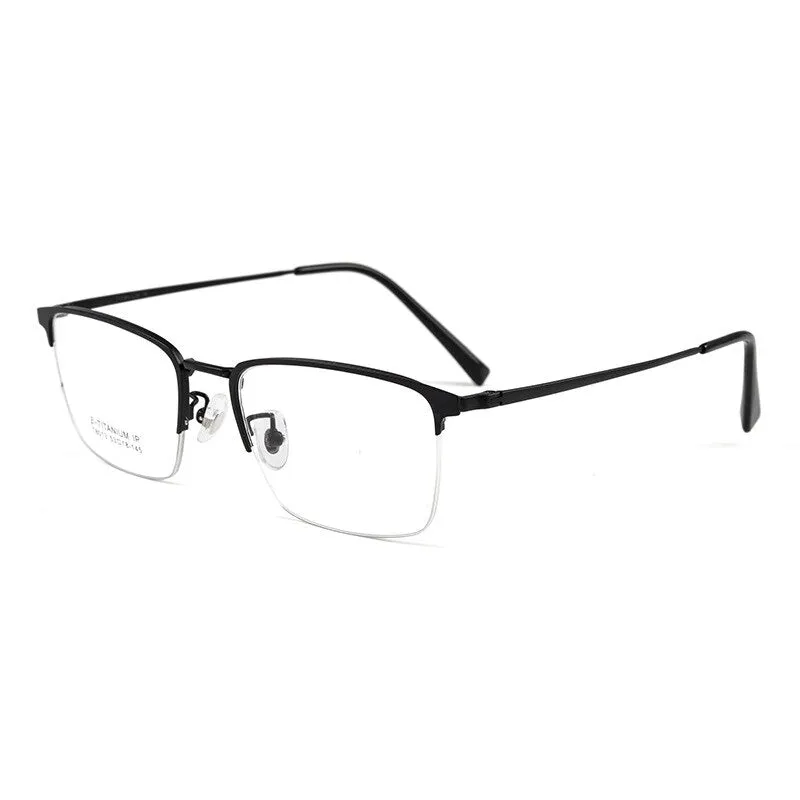 Yimaruili Men's Semi Rim Square Titanium Eyeglasses T8013b