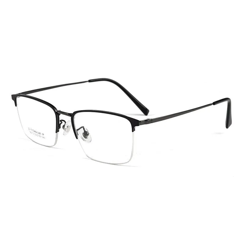 Yimaruili Men's Semi Rim Square Titanium Eyeglasses T8013b