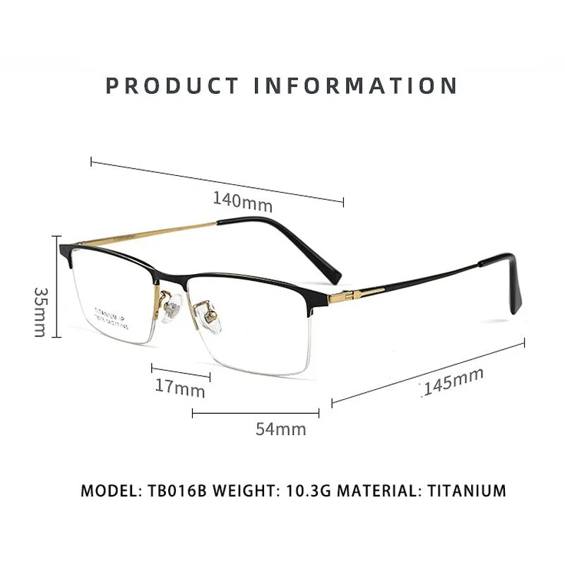 Yimaruili Men's Semi Rim Square Titanium Eyeglasses T8013b