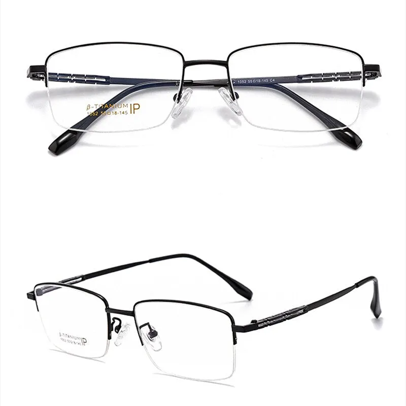 Yimaruili Men's Semi Rim β Titanium Frame Eyeglasses 1052