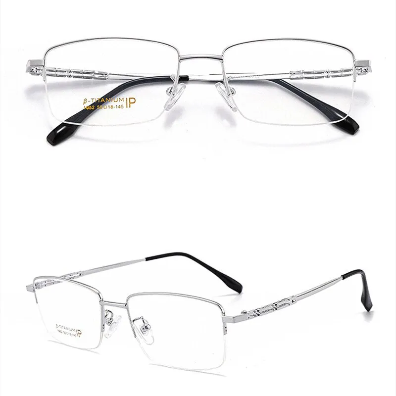 Yimaruili Men's Semi Rim β Titanium Frame Eyeglasses 1052