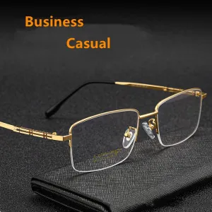 Yimaruili Men's Semi Rim β Titanium Frame Eyeglasses 1052