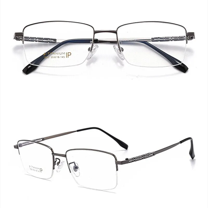 Yimaruili Men's Semi Rim β Titanium Frame Eyeglasses 1052