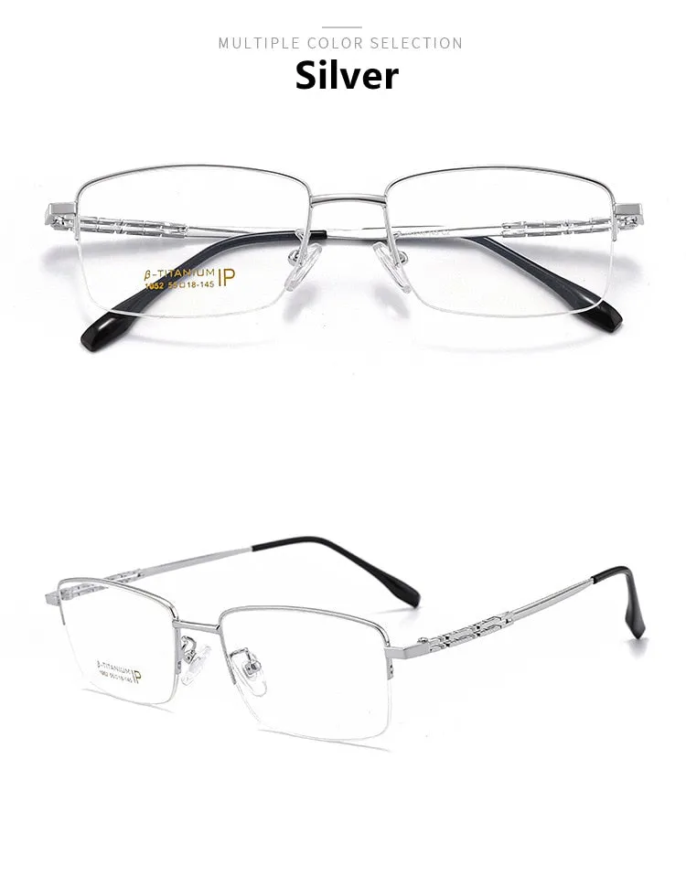 Yimaruili Men's Semi Rim β Titanium Frame Eyeglasses 1052