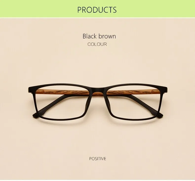 Yimaruili Unisex Full Rim Imitation Wood Grain Resin Frame Eyeglasses 98056