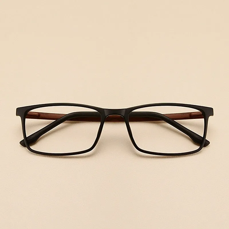 Yimaruili Unisex Full Rim Imitation Wood Grain Resin Frame Eyeglasses 98056