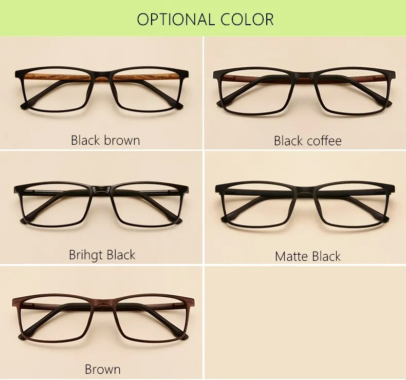 Yimaruili Unisex Full Rim Imitation Wood Grain Resin Frame Eyeglasses 98056