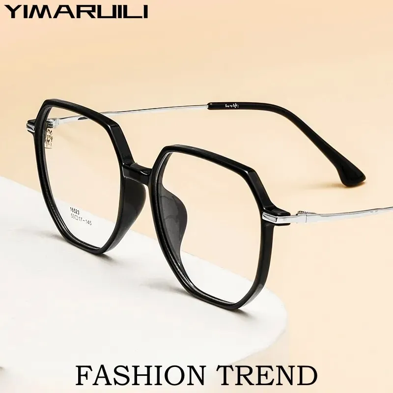 Yimaruili Unisex Full Rim Polygon Tr 90 Alloy Eyeglasses 16523b