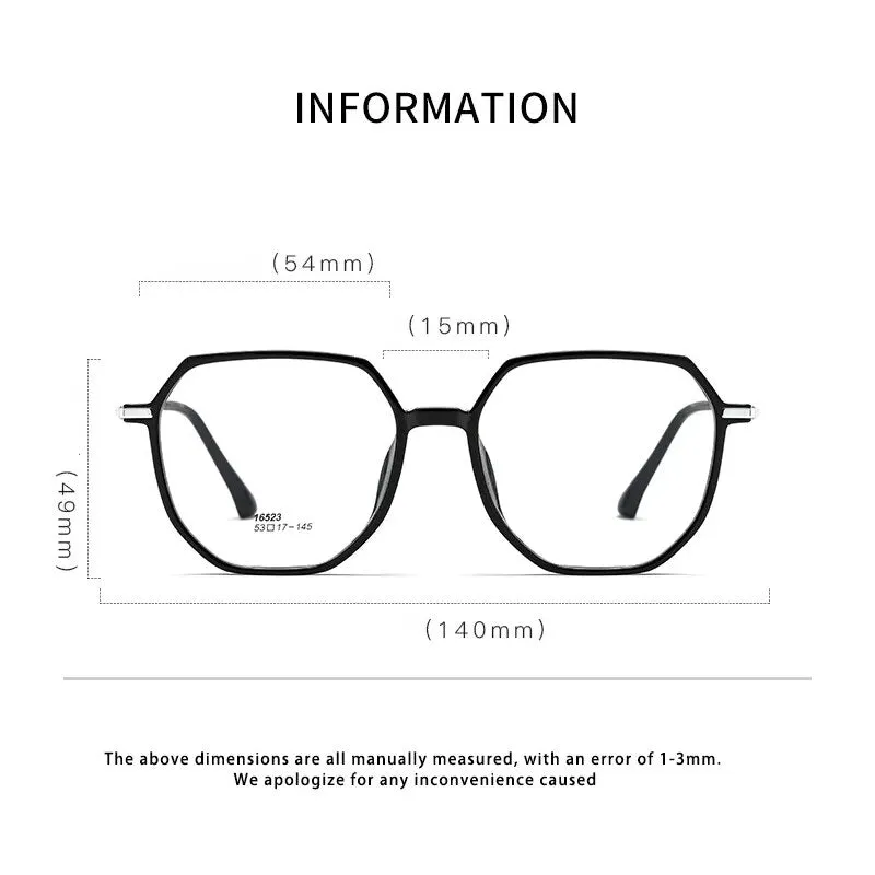 Yimaruili Unisex Full Rim Polygon Tr 90 Alloy Eyeglasses 16523b