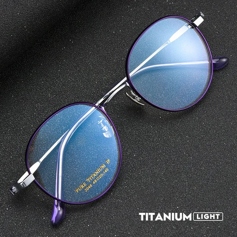 Yimaruili Unisex Full Rim Round Titanium Eyeglasses 2046TSF