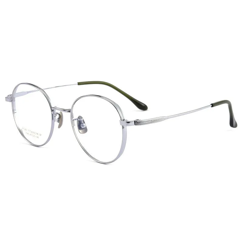 Yimaruili Unisex Full Rim Round Titanium Eyeglasses 2046TSF