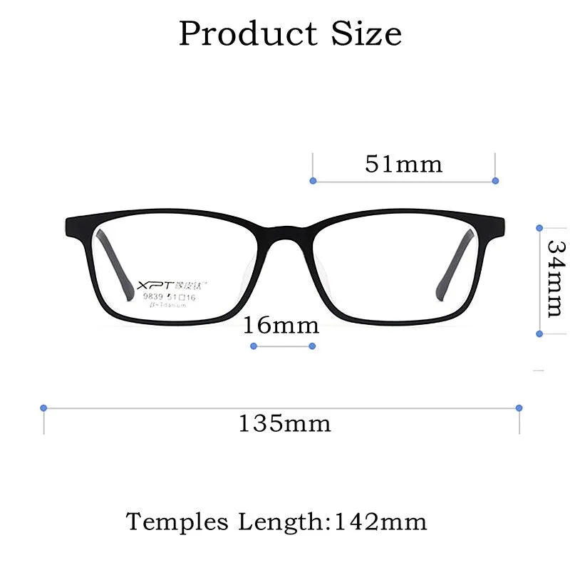 Yimaruili Unisex Full Rim Small Square Tr 90 Rubber Titanium Eyeglasses 9839XP