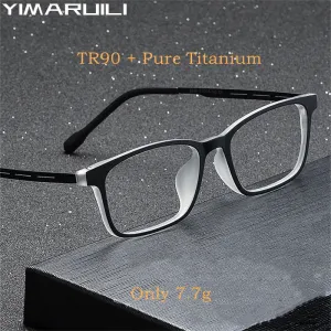 Yimaruili Unisex Full Rim Small Square Tr 90 Rubber Titanium Eyeglasses 9839XP