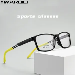 Yimaruili Unisex Full Rim Square Ultem Silicone Sports Eyeglasses 6202g