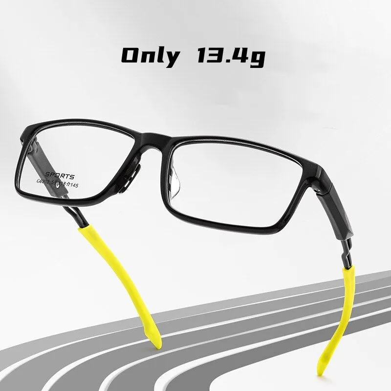 Yimaruili Unisex Full Rim Square Ultem Silicone Sports Eyeglasses 6202g