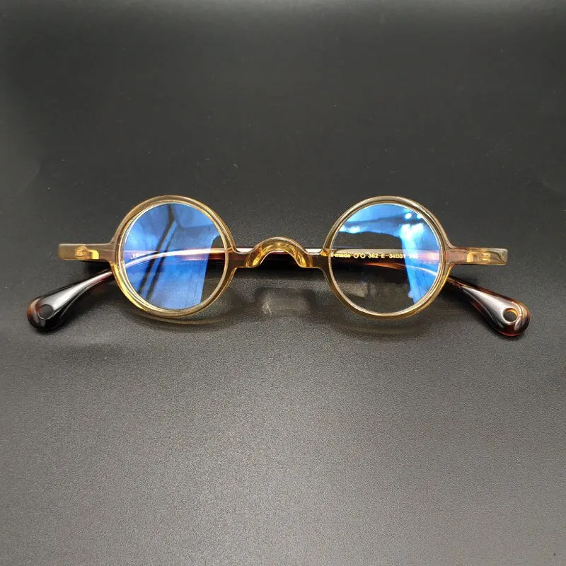 Yujo Unisex Full Rim Small Round 34mm Handcrafted Acetate Eyeglasses