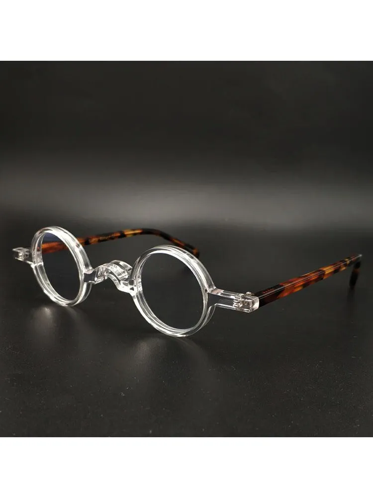 Yujo Unisex Full Rim Small Round 34mm Handcrafted Acetate Eyeglasses