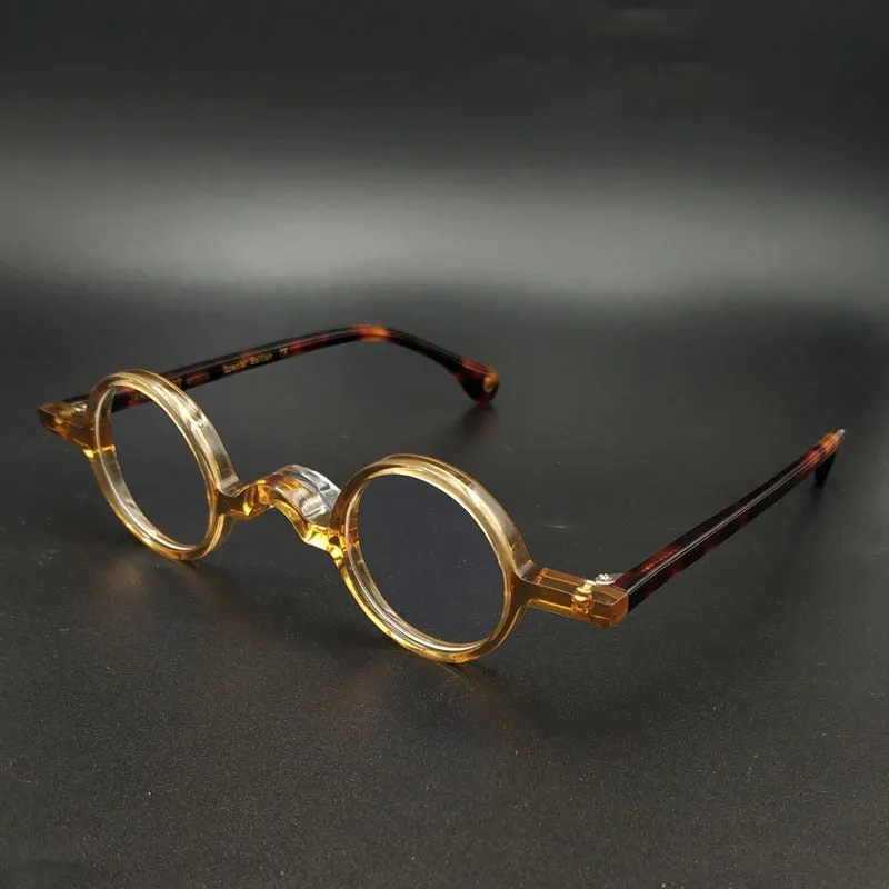 Yujo Unisex Full Rim Small Round 34mm Handcrafted Acetate Eyeglasses