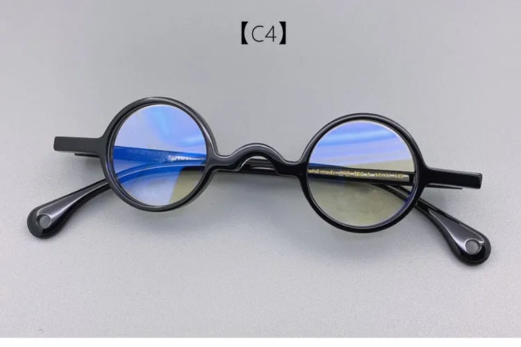 Yujo Unisex Full Rim Small Round 34mm Handcrafted Acetate Eyeglasses