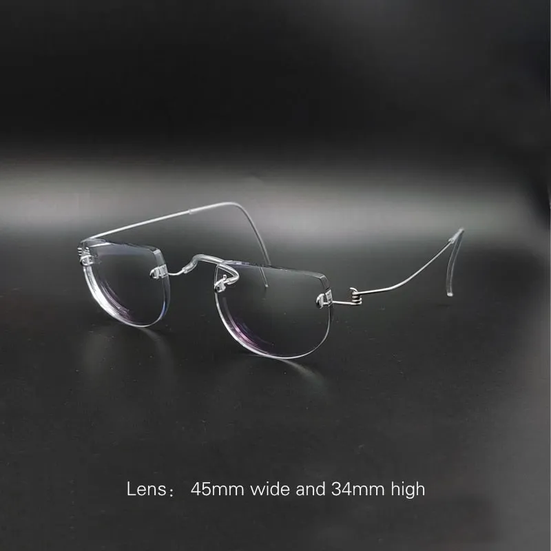 Yujo Unisex Semi Rim Round Stainless Steel Eyeglasses Y085