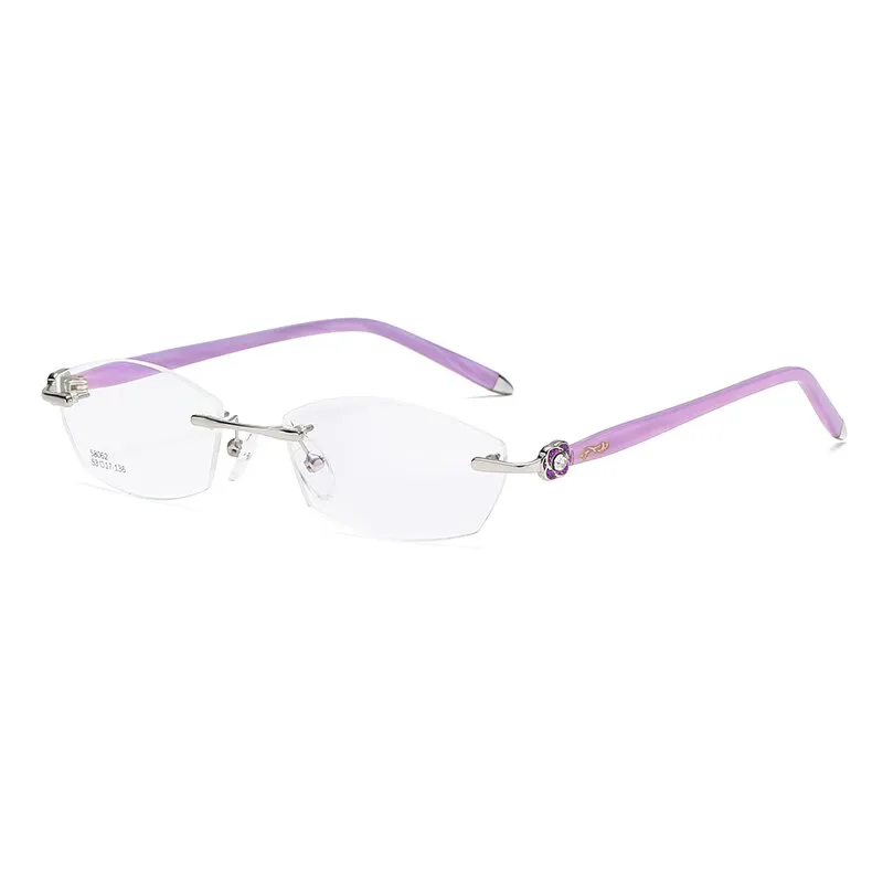 Zirosat 58062 Women's Eyeglasses Alloy Tint Lenses Diamond Cutting Rimless Titanium