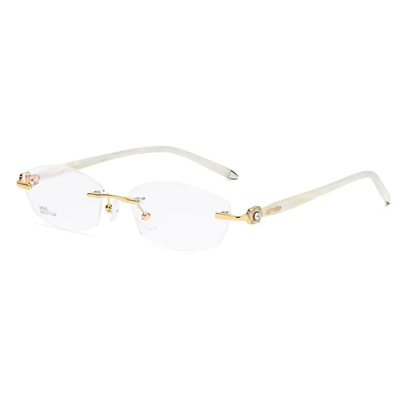 Zirosat 58062 Women's Eyeglasses Alloy Tint Lenses Diamond Cutting Rimless Titanium