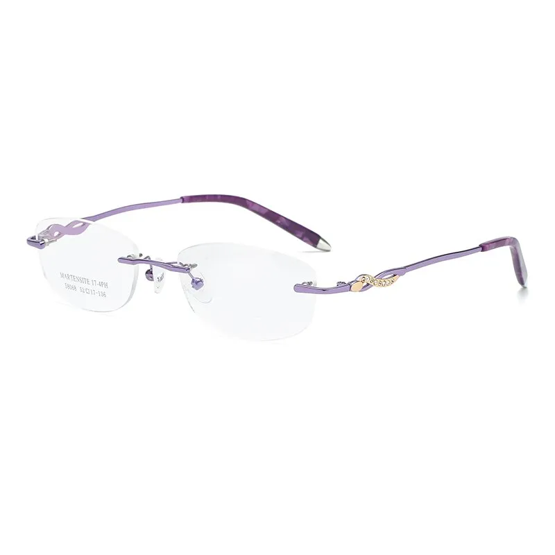 Zirosat 58068 Women's Eyeglasses Alloy Rimless Diamond Cutting